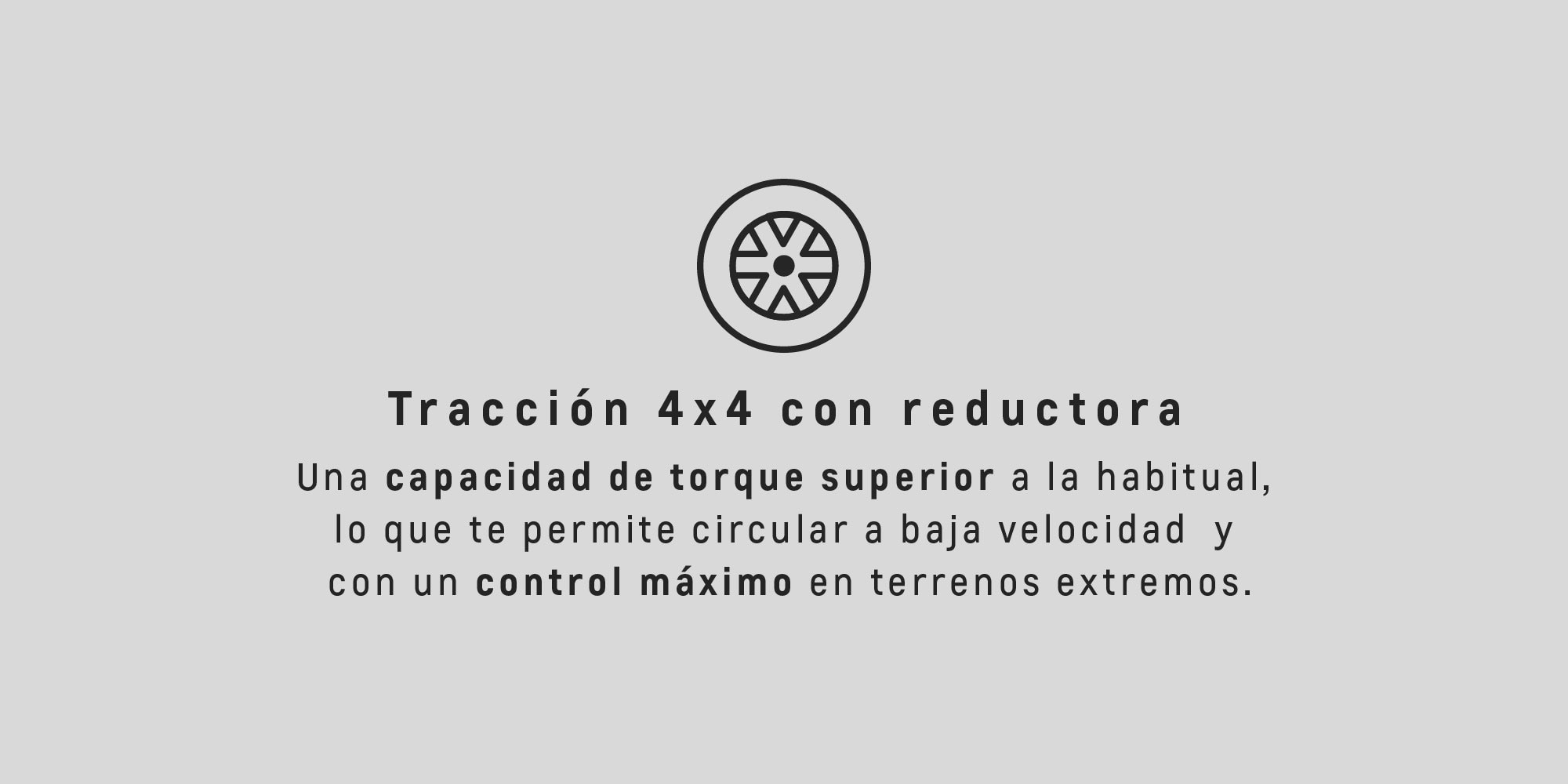 Ícono y texto sobre la tracción 4x4 con reductora de la Chevrolet Silverado 2026.